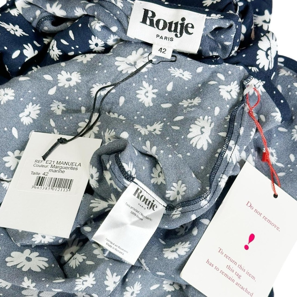 Rouje Navy Floral Slip Midi Dress with White Blooms - Picture 11 of 14
